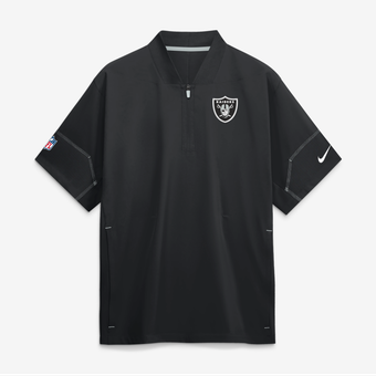 Men's Nike Black Las Vegas Raiders Sideline Short Sleeve Quarter-Zip Coaches Jacket