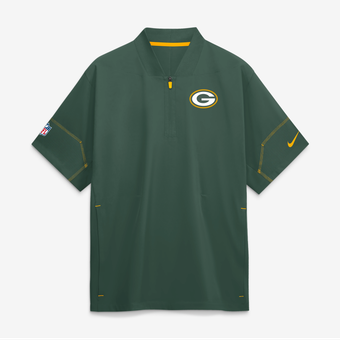 Men's Nike Green Green Bay Packers Sideline Short Sleeve Quarter-Zip Coaches Jacket