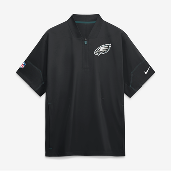 Men's Nike Black Philadelphia Eagles Sideline Short Sleeve Quarter-Zip Coaches Jacket