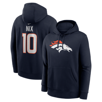 Men's Nike Bo Nix Navy Denver Broncos Name & Number Hoodie