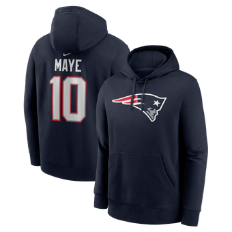 Men's Nike Drake Maye Navy New England Patriots Name & Number Hoodie