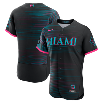 Men's Nike Black Miami Marlins City Connect Authentic Sponsor Patch Jersey