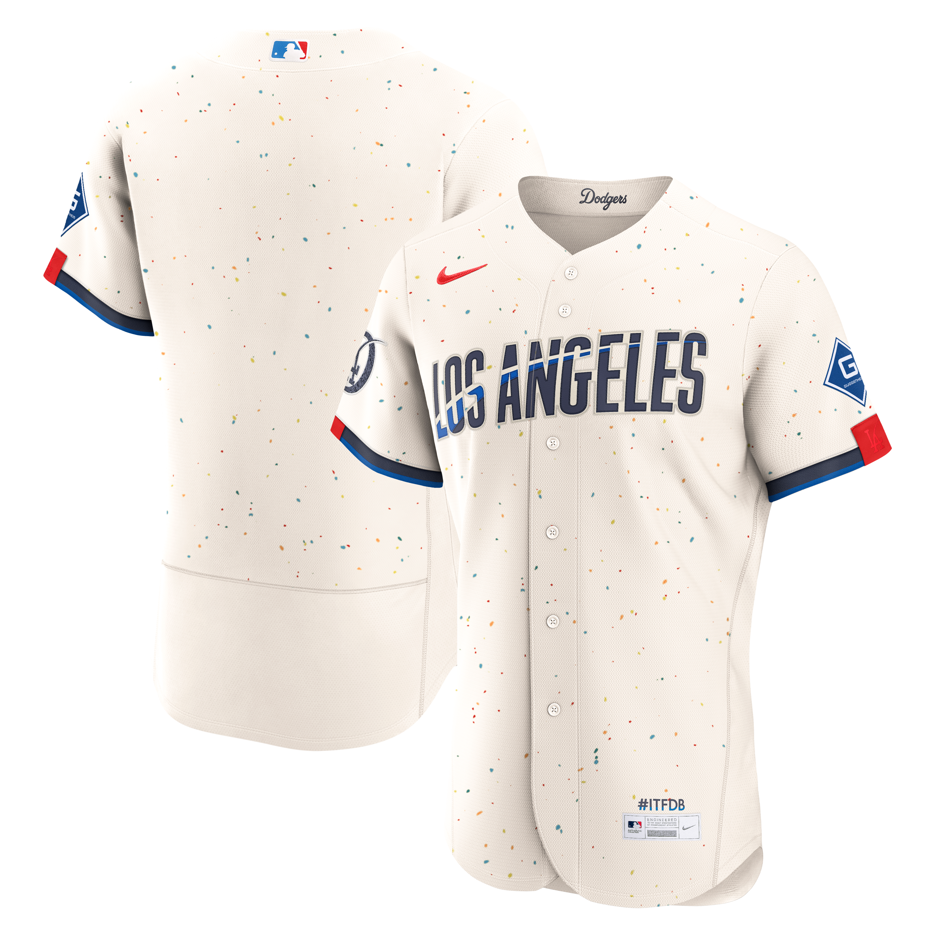 Men's Nike Cream Los Angeles Dodgers City Connect Authentic Sponsor Patch Jersey