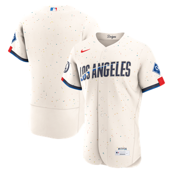 Men's Nike Cream Los Angeles Dodgers City Connect Authentic Sponsor Patch Jersey