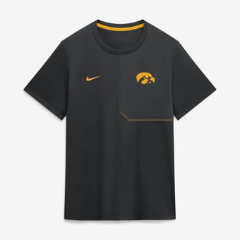Men's Nike Black Iowa Hawkeyes 2026 Sideline UV Dri-FIT Coaches Shirt