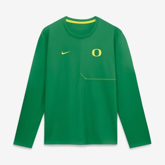Men's Nike Green Oregon Ducks 2026 Sideline Coaches UV Dri-FIT Long Sleeve Shirt
