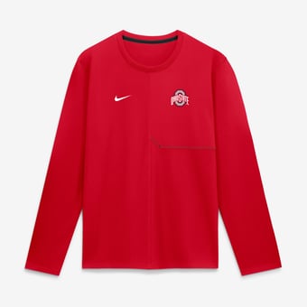 Men's Nike Scarlet Ohio State Buckeyes 2026 Sideline Coaches UV Dri-FIT Long Sleeve Shirt