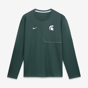 Men's Nike Green Michigan State Spartans 2026 Sideline Coaches UV Dri-FIT Long Sleeve Shirt