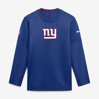 Men's Nike Blue New York Giants Sideline Coaches Team Present Midweight Therma-FIT Sweatshirt