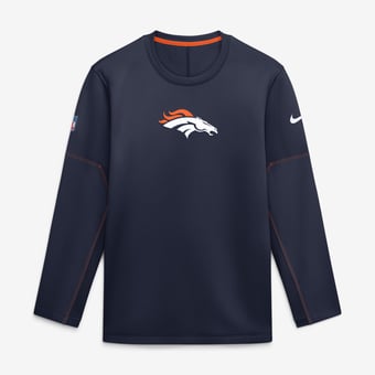 Men's Nike Navy Denver Broncos Sideline Coaches Team Present Midweight Therma-FIT Sweatshirt