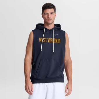 Men's Nike  Navy West Virginia Mountaineers 2026 Sideline Sleeveless Dri-FIT Hoodie