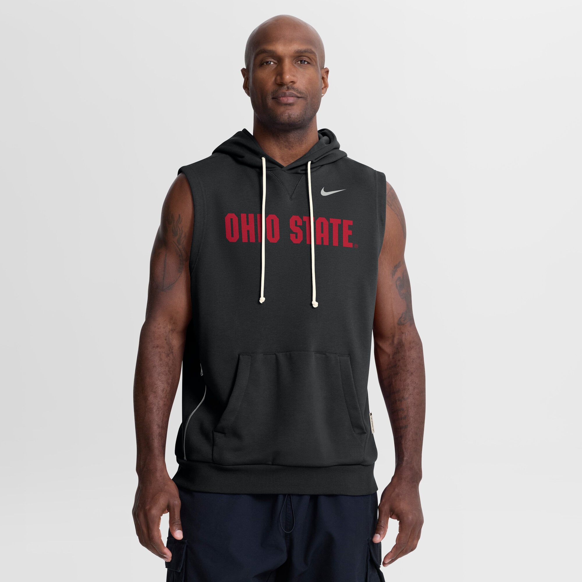 Men's Nike Black Ohio State Buckeyes 2026 Sideline Sleeveless Dri-FIT Hoodie