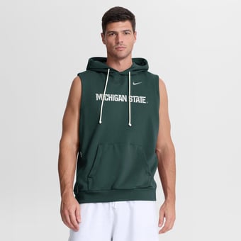 Men's Nike  Green Michigan State Spartans 2026 Sideline Sleeveless Dri-FIT Hoodie