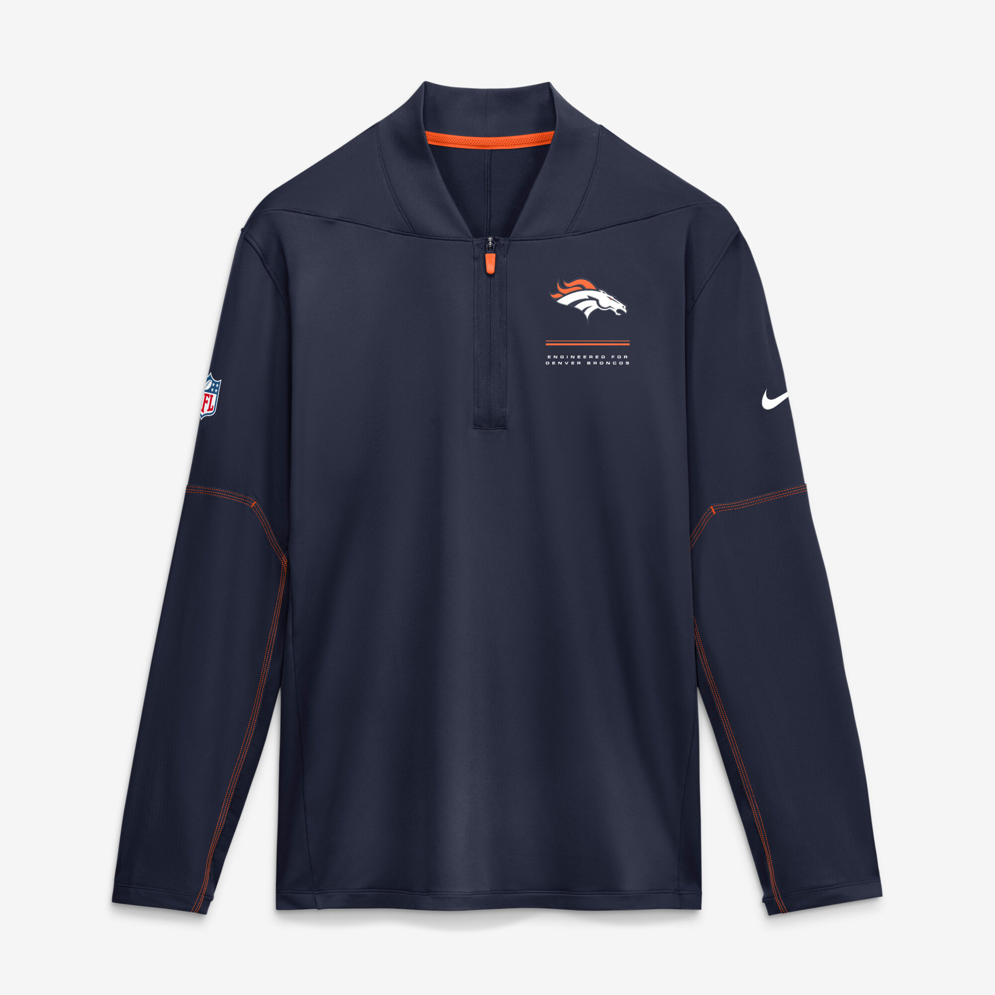 Men's Nike Navy Denver Broncos Sideline Logo Glory Midweight Dri-FIT Half-Zip Pullover