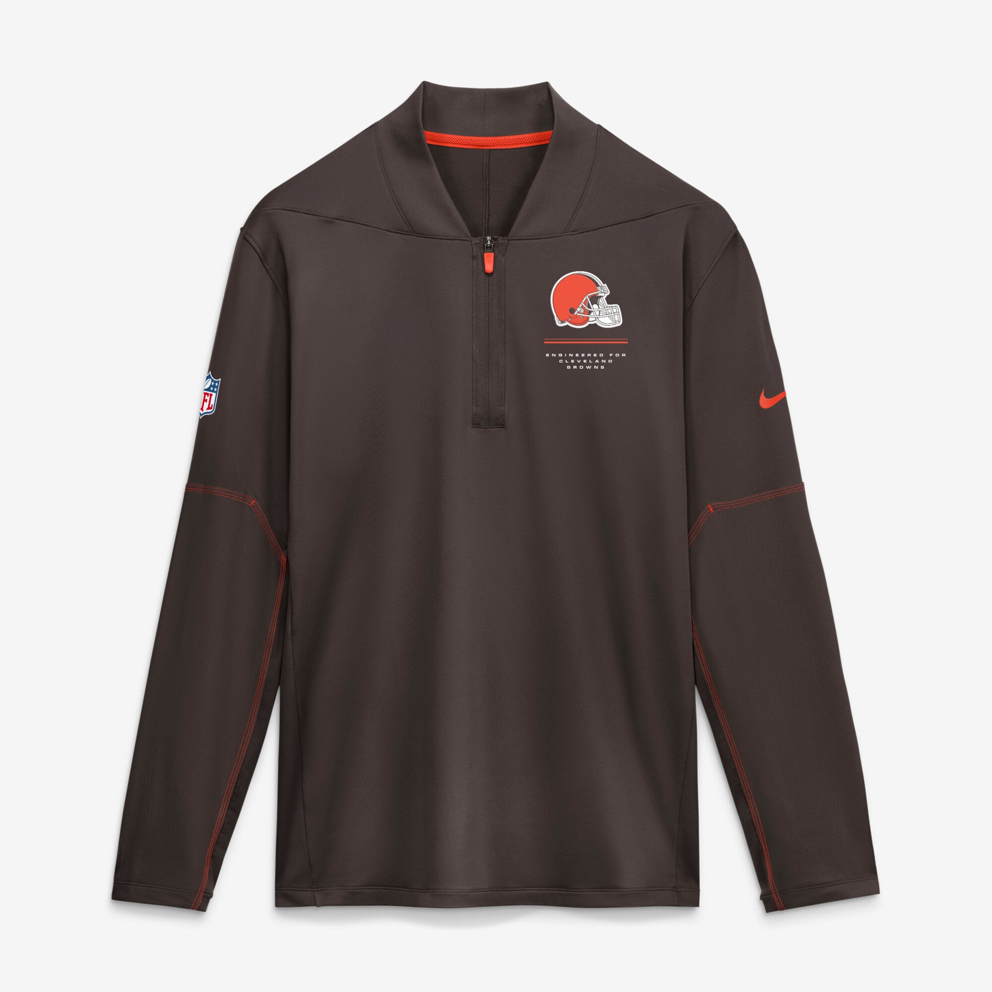 Men’s Nike Brown Cleveland Browns Sideline Logo Glory Midweight Dri-FIT Half-Zip Pullover Men’s Nike Brown Cleveland Browns Sideline Logo Glory Midweight Dri-FIT Half-Zip Pullover