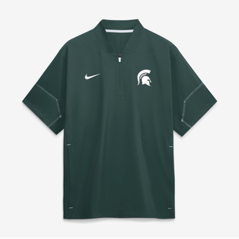 Men's Nike Green Michigan State Spartans 2026 Sideline Short Sleeve Quarter-Zip Coaches Jacket