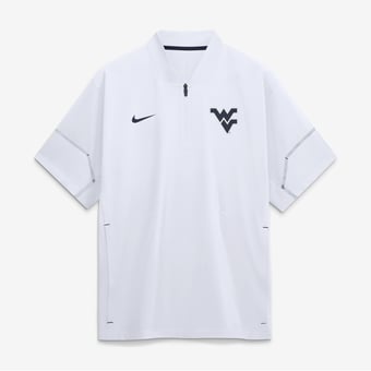 Men's Nike White West Virginia Mountaineers 2026 Sideline Short Sleeve Quarter-Zip Coaches Jacket