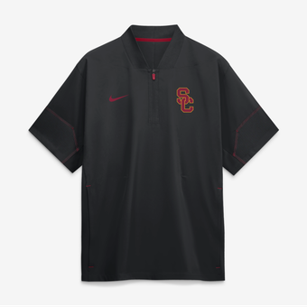 Men's Nike Black USC Trojans 2026 Sideline Short Sleeve Quarter-Zip Coaches Jacket