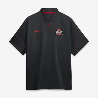 Men's Nike Black Ohio State Buckeyes 2026 Sideline Short Sleeve Quarter-Zip Coaches Jacket