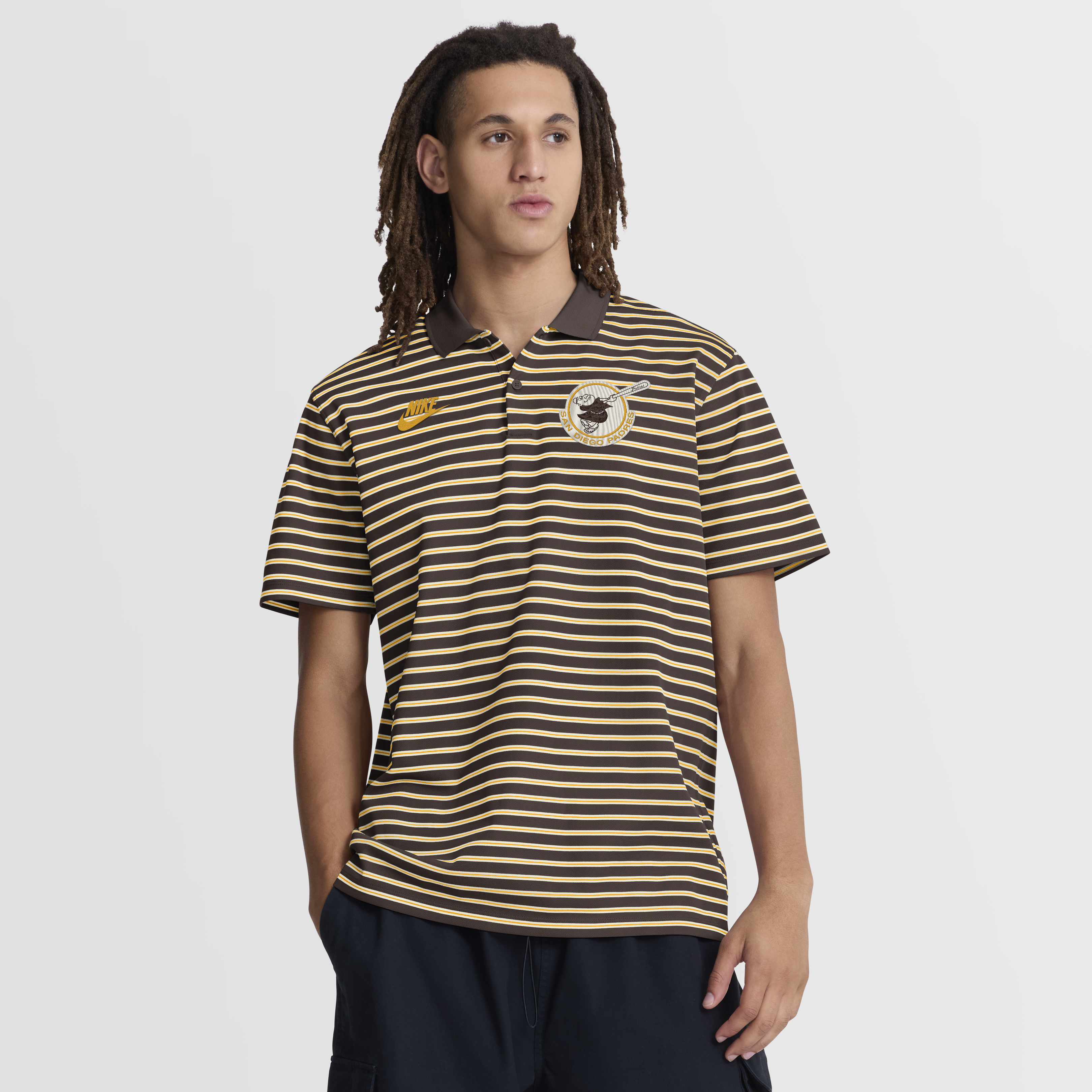 Men's Nike  Brown San Diego Padres Cooperstown Collection Dri-FIT Victory Striped Polo