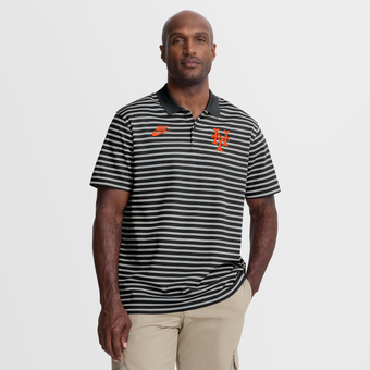 Men's Nike  Black New York Mets Cooperstown Collection Dri-FIT Victory Striped Polo