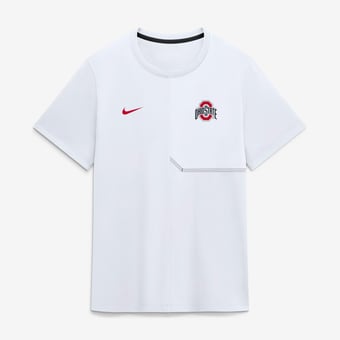 Men's Nike White Ohio State Buckeyes 2026 Sideline UV Dri-FIT Coaches Shirt