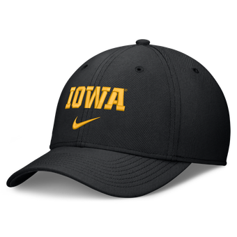 Men's Nike Black Iowa Hawkeyes Rise On-Field SwooshFlex Dri-FIT Flex Hat