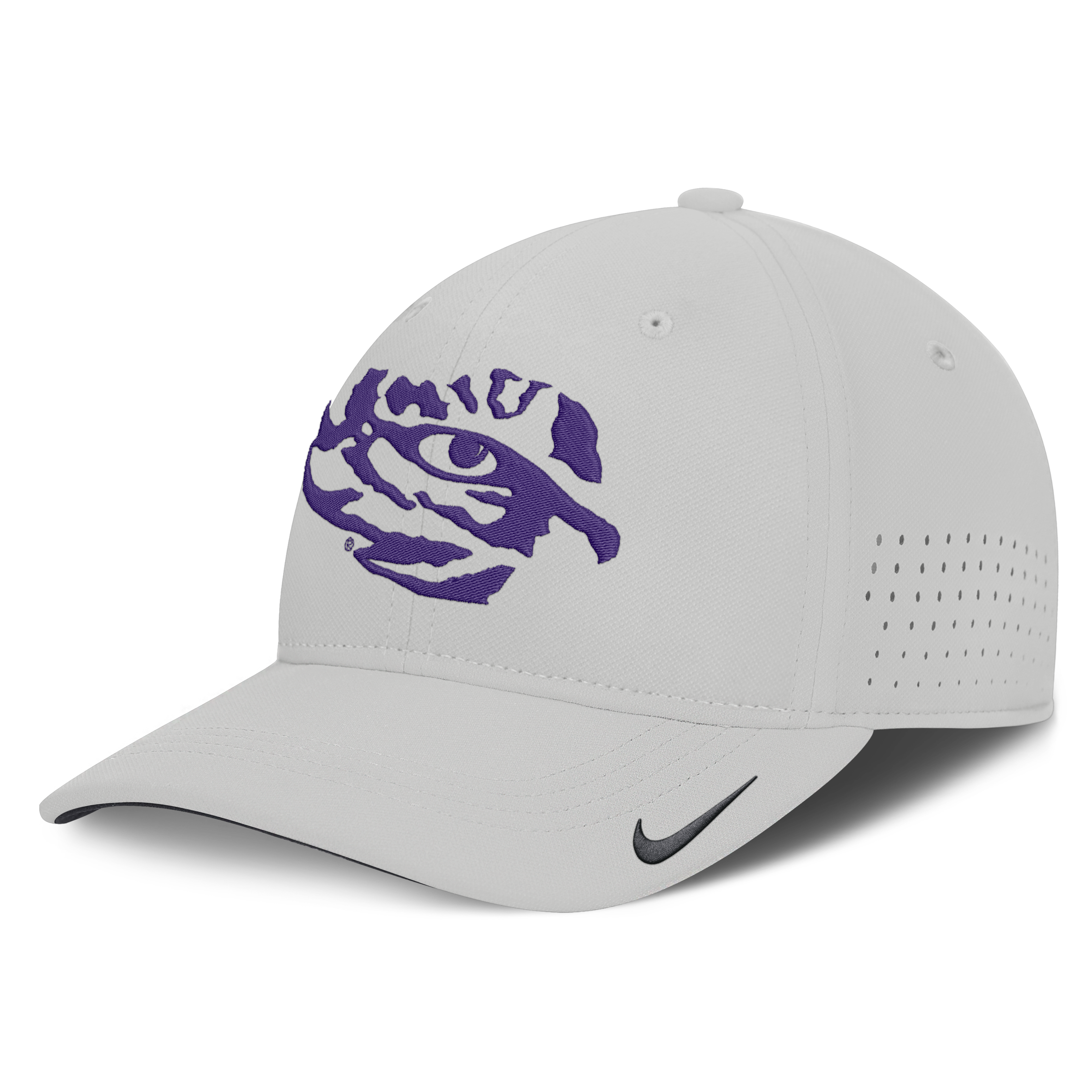 Men's Nike  Gray LSU Tigers 2026 Sideline Practice AeroBill SwooshFlex Dri-FIT Hat