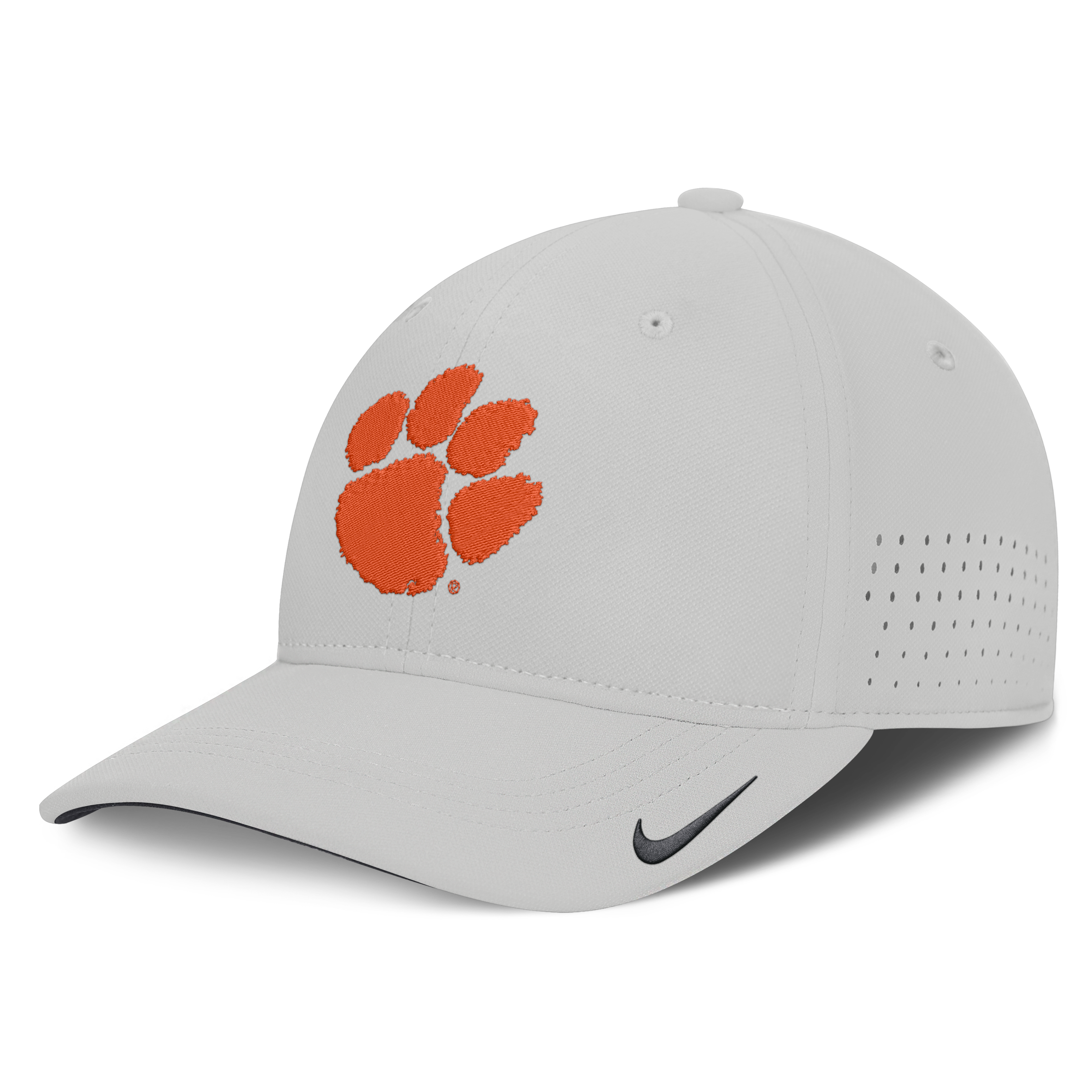 Men's Nike Gray Clemson Tigers 2026 Sideline Practice AeroBill SwooshFlex Dri-FIT Hat