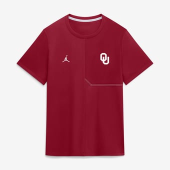 Men's Jordan Brand Crimson Oklahoma Sooners 2026 Sideline UV Dri-FIT Coaches Shirt