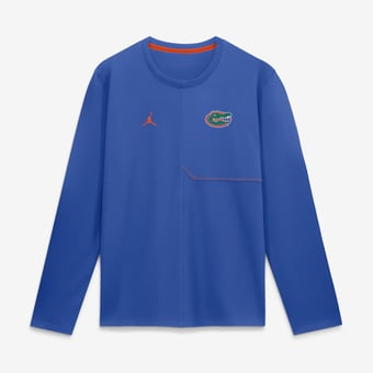 Men's Jordan Brand Royal Florida Gators 2026 Sideline Coaches UV Dri-FIT Long Sleeve Shirt