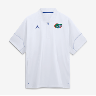Men's Jordan Brand White Florida Gators 2026 Sideline Short Sleeve Quarter-Zip Coaches Jacket