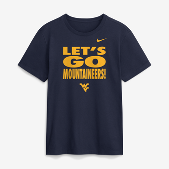 Men's Nike Navy West Virginia Mountaineers 2026 Sideline Dri-FIT Slogan T-Shirt