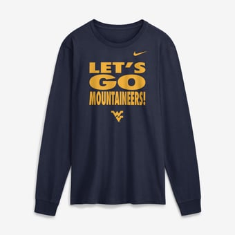 Men's Nike  Navy West Virginia Mountaineers 2026 Sideline Slogan Dri-FIT Long Sleeve T-Shirt