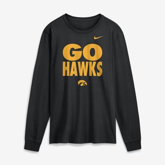 Men's Nike  Black Iowa Hawkeyes 2026 Sideline Slogan Dri-FIT Long Sleeve T-Shirt