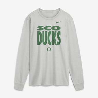 Men's Nike  Gray Oregon Ducks 2026 Sideline Slogan Dri-FIT Long Sleeve T-Shirt