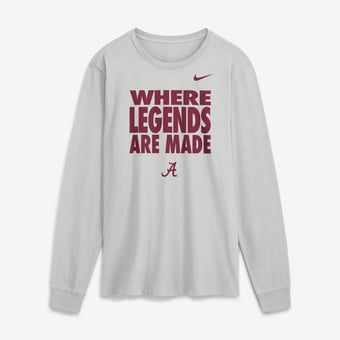 Men's Nike  Gray Alabama Crimson Tide 2026 Sideline Slogan Dri-FIT Long Sleeve T-Shirt