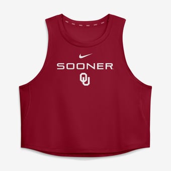 Women's Nike Crimson Oklahoma Sooners One Dri-FIT Cropped Tank Top