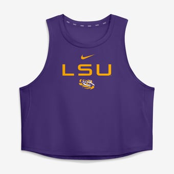Women's Nike Purple LSU Tigers One Dri-FIT Cropped Tank Top