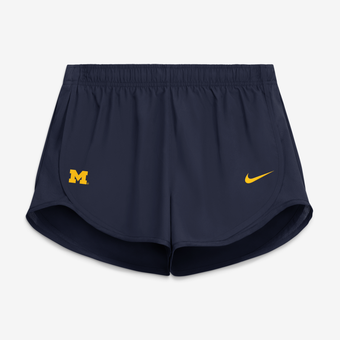 Women's Nike Navy Michigan Wolverines Tempo Mid-Rise Dri-FIT Shorts