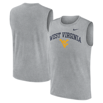 Men's Nike Heather Gray West Virginia Mountaineers Primetime Legend Arch Dri-FIT Muscle Tank Top