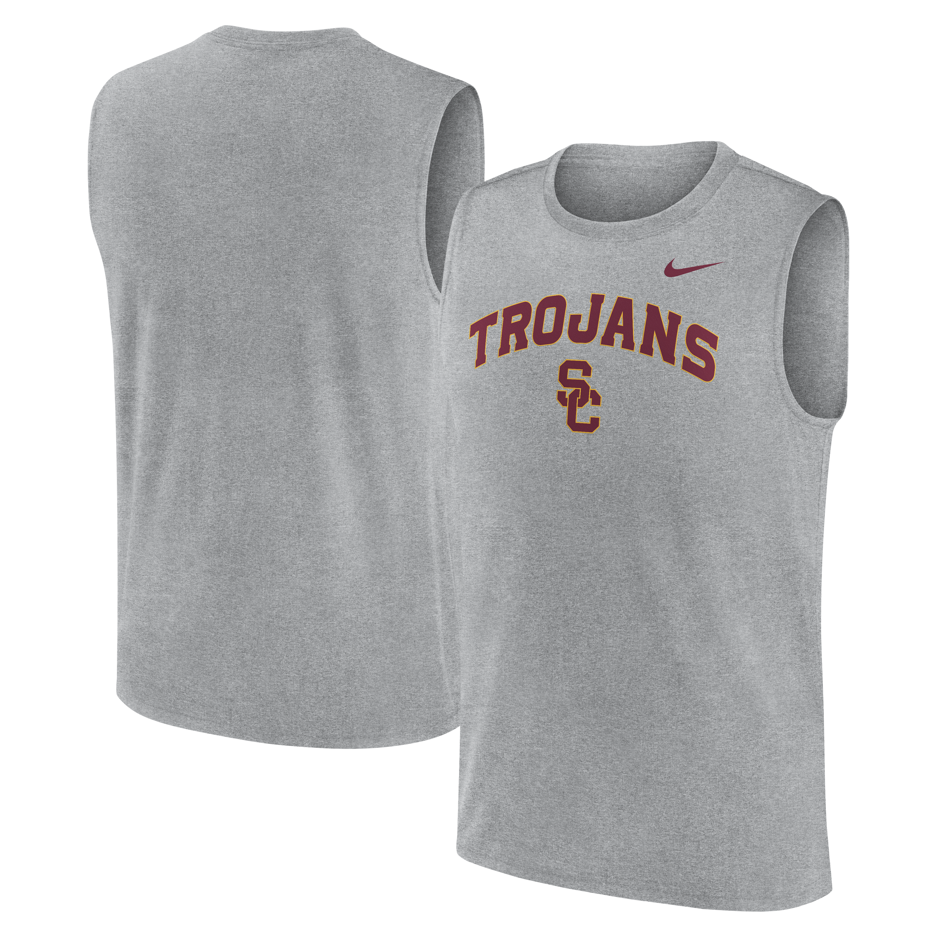 Men's Nike Heather Gray USC Trojans Primetime Legend Arch Dri-FIT Muscle Tank Top