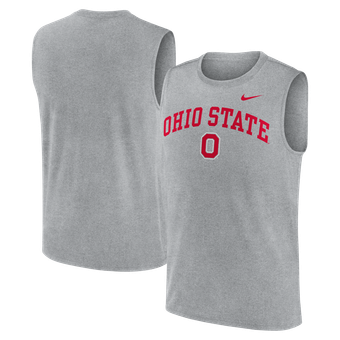 Men's Nike Heather Gray Ohio State Buckeyes Primetime Legend Arch Dri-FIT Muscle Tank Top