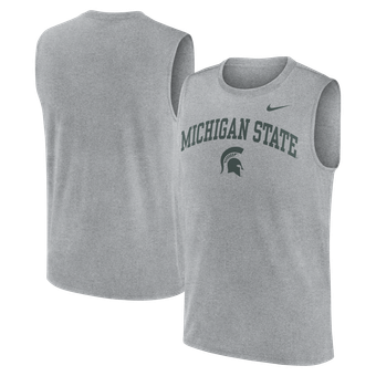 Men's Nike Heather Gray Michigan State Spartans Primetime Legend Arch Dri-FIT Muscle Tank Top