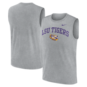 Men's Nike Heather Gray LSU Tigers Primetime Legend Arch Dri-FIT Muscle Tank Top
