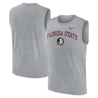 Men's Nike Heather Gray Florida State Seminoles Primetime Legend Arch Dri-FIT Muscle Tank Top