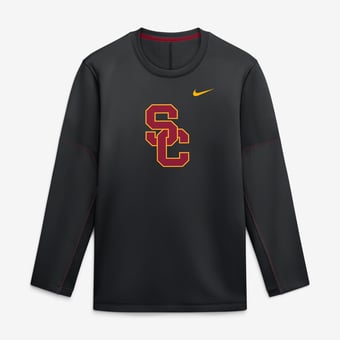 Men's Nike Black USC Trojans 2026 Sideline Coaches Therma-FIT Long Sleeve Top
