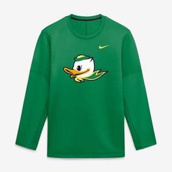 Men's Nike Green Oregon Ducks 2026 Sideline Coaches Therma-FIT Long Sleeve Top