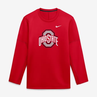 Men's Nike Scarlet Ohio State Buckeyes 2026 Sideline Coaches Therma-FIT Long Sleeve Top