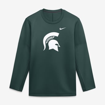 Men's Nike Green Michigan State Spartans 2026 Sideline Coaches Therma-FIT Long Sleeve Top